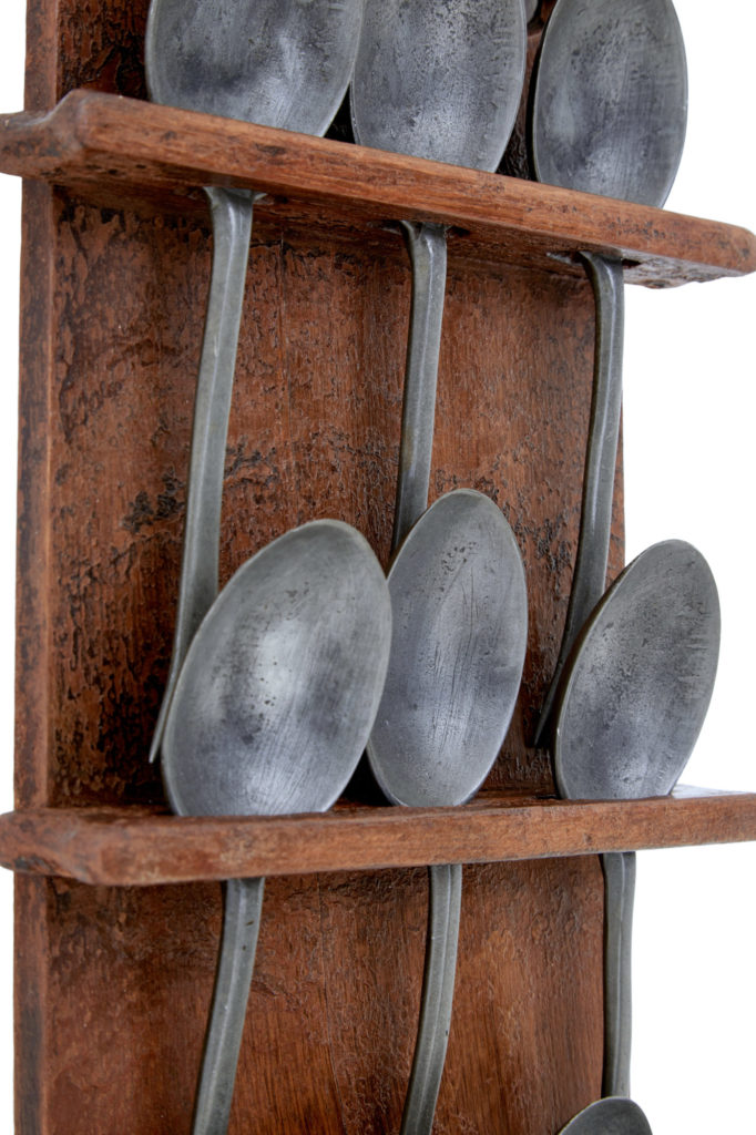 Mid 19th Century Rustic Swedish Hand Painted Spoon Rack — image 2