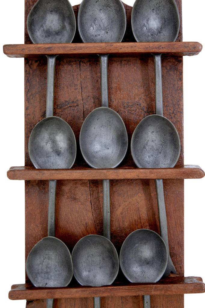 Mid 19th Century Rustic Swedish Hand Painted Spoon Rack — image 4