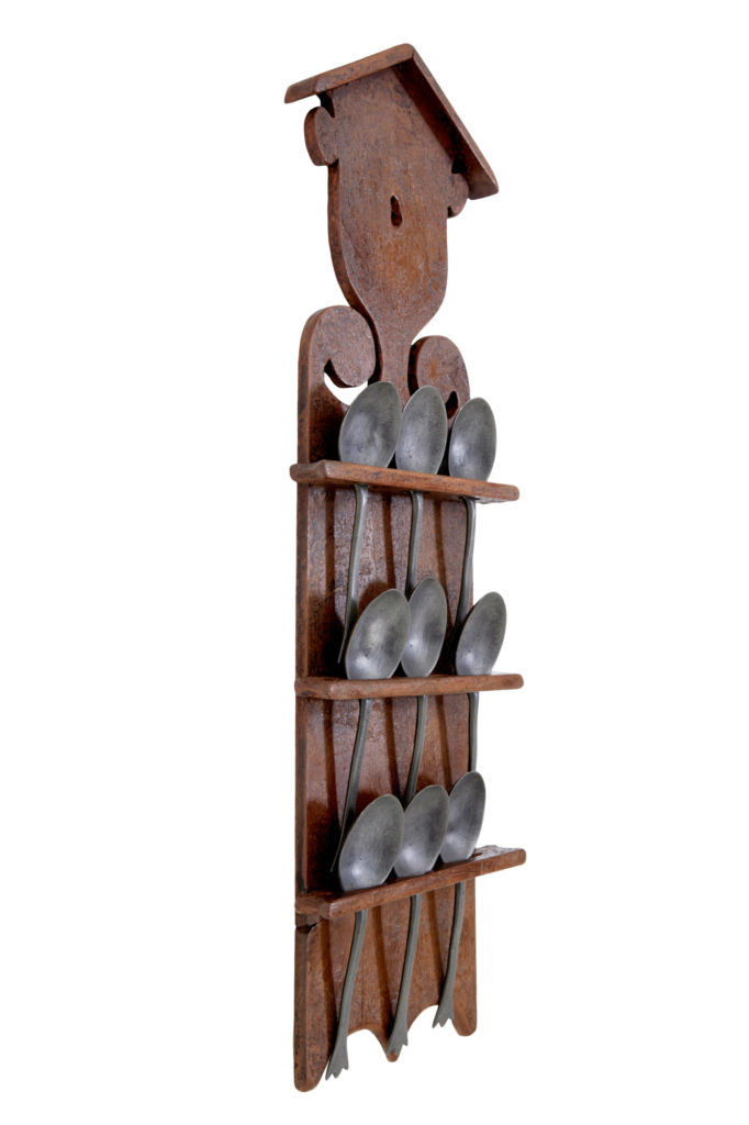 Mid 19th Century Rustic Swedish Hand Painted Spoon Rack — image 3