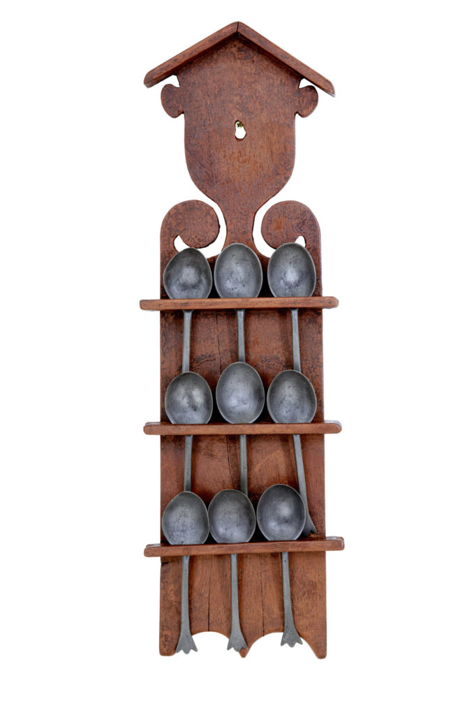 Mid 19th Century Rustic Swedish Hand Painted Spoon Rack