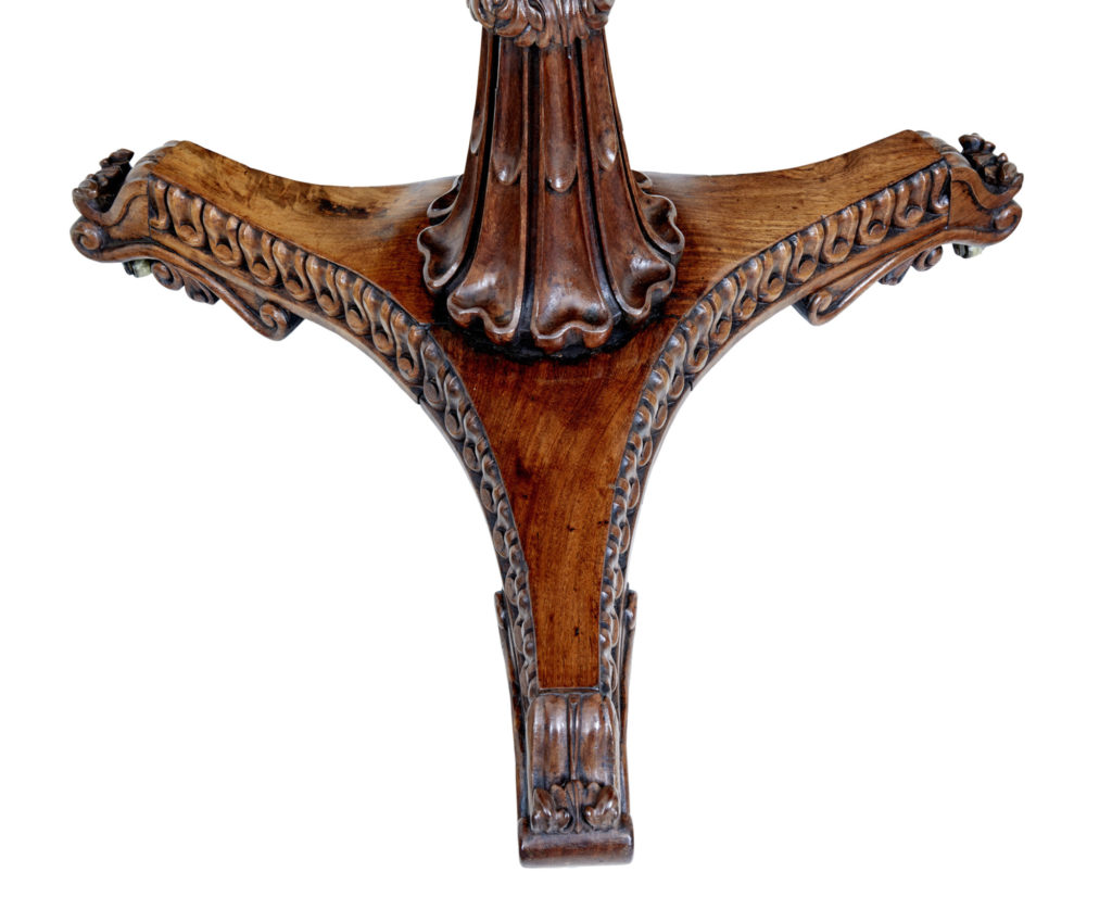 19th Century Carved Regency Walnut Occasional Table — image 4