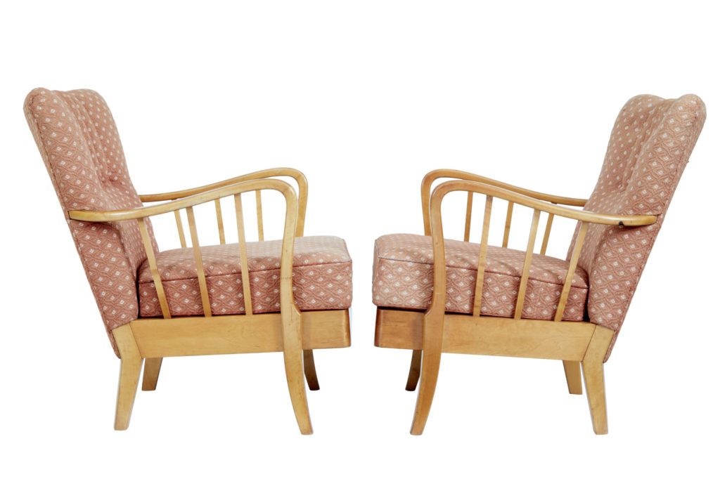 Pair of Mid 20th Century Swedish Birch Armchairs — image 6