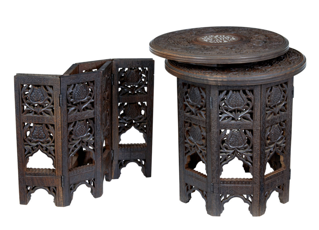 Pair of Late 19th Century Anglo Indian Carved Hardwood Tables — image 2