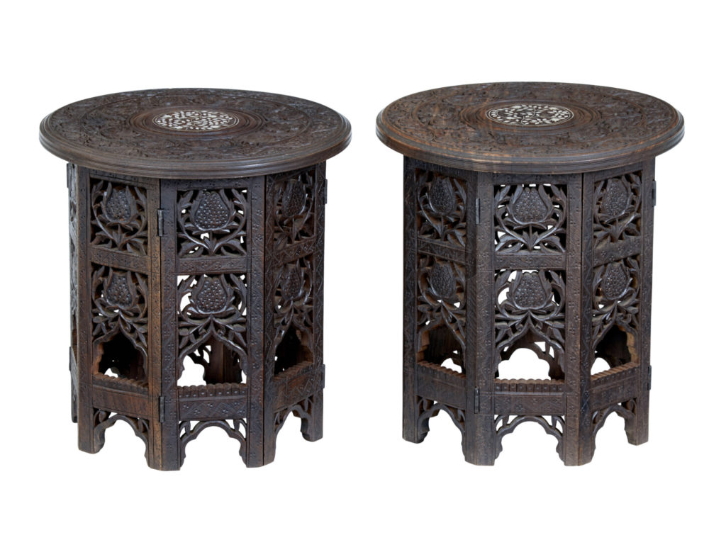 Pair of Late 19th Century Anglo Indian Carved Hardwood Tables — image 6