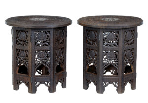 Pair of Late 19th Century Anglo Indian Carved Hardwood Tables — thumbnail 1