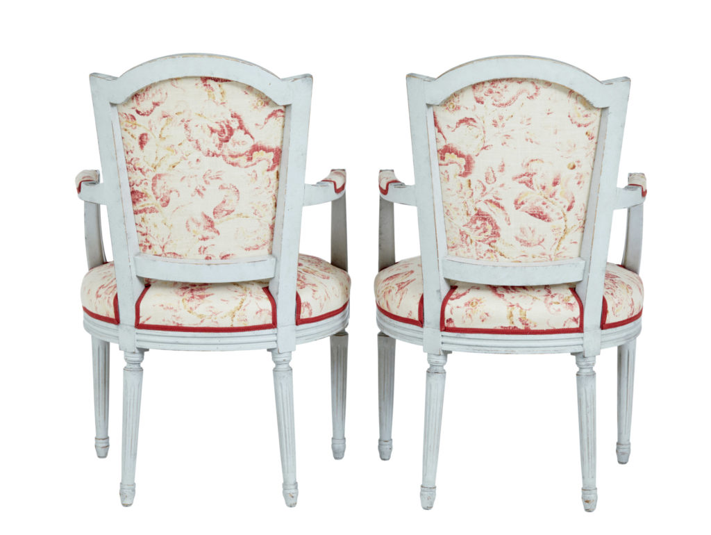 Pair of Painted 19th Century Swedish Shield Back Armchairs — image 6