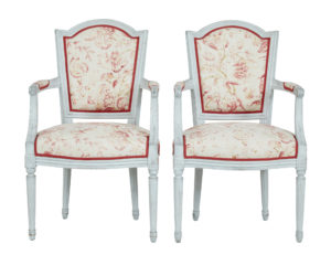 Pair of Painted 19th Century Swedish Shield Back Armchairs — thumbnail 1