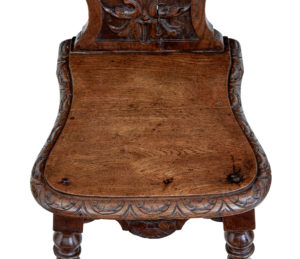 Pair of 19th Century Carved Oak Hall Chairs — thumbnail 3