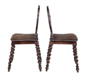 Pair of 19th Century Carved Oak Hall Chairs — thumbnail 6