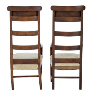 Unusual Pair of 19th Century Fruitwood High Back Armchairs — thumbnail 4