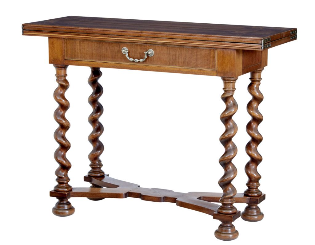 EARLY 20TH CENTURY WALNUT FLIP TOP OCCASIONAL TABLE