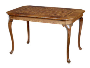 Early 20th Century Italian Walnut Sorrento Parquetry Inlaid Side Table — thumbnail 1