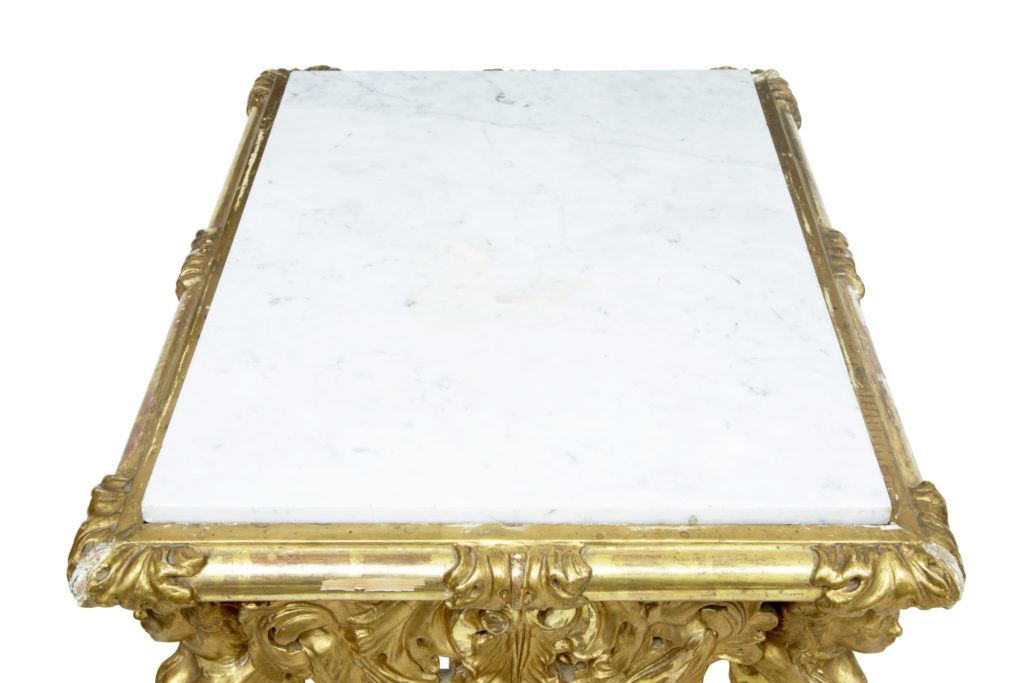 Italian 19th Century Carved Gilt Marble Top Center Table — image 2