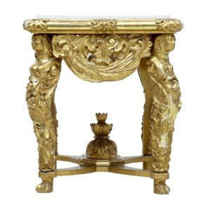 Italian 19th Century Carved Gilt Marble Top Center Table — thumbnail 6