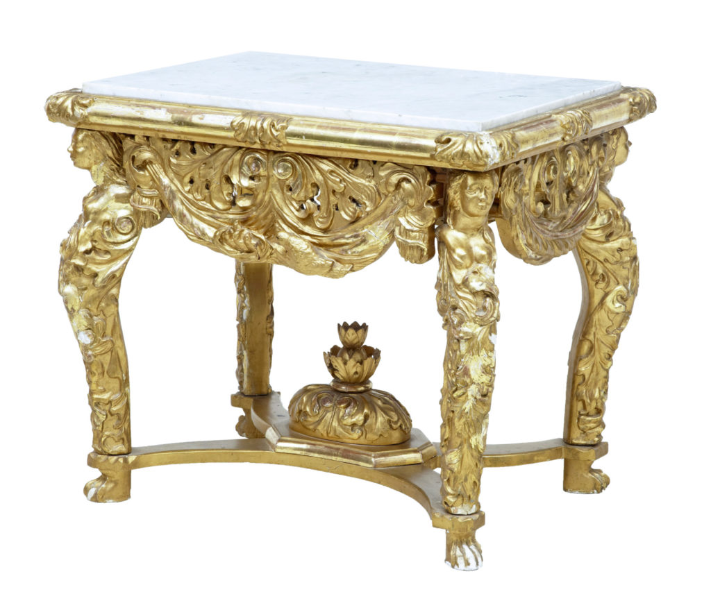 Italian 19th Century Carved Gilt Marble Top Center Table — image 9