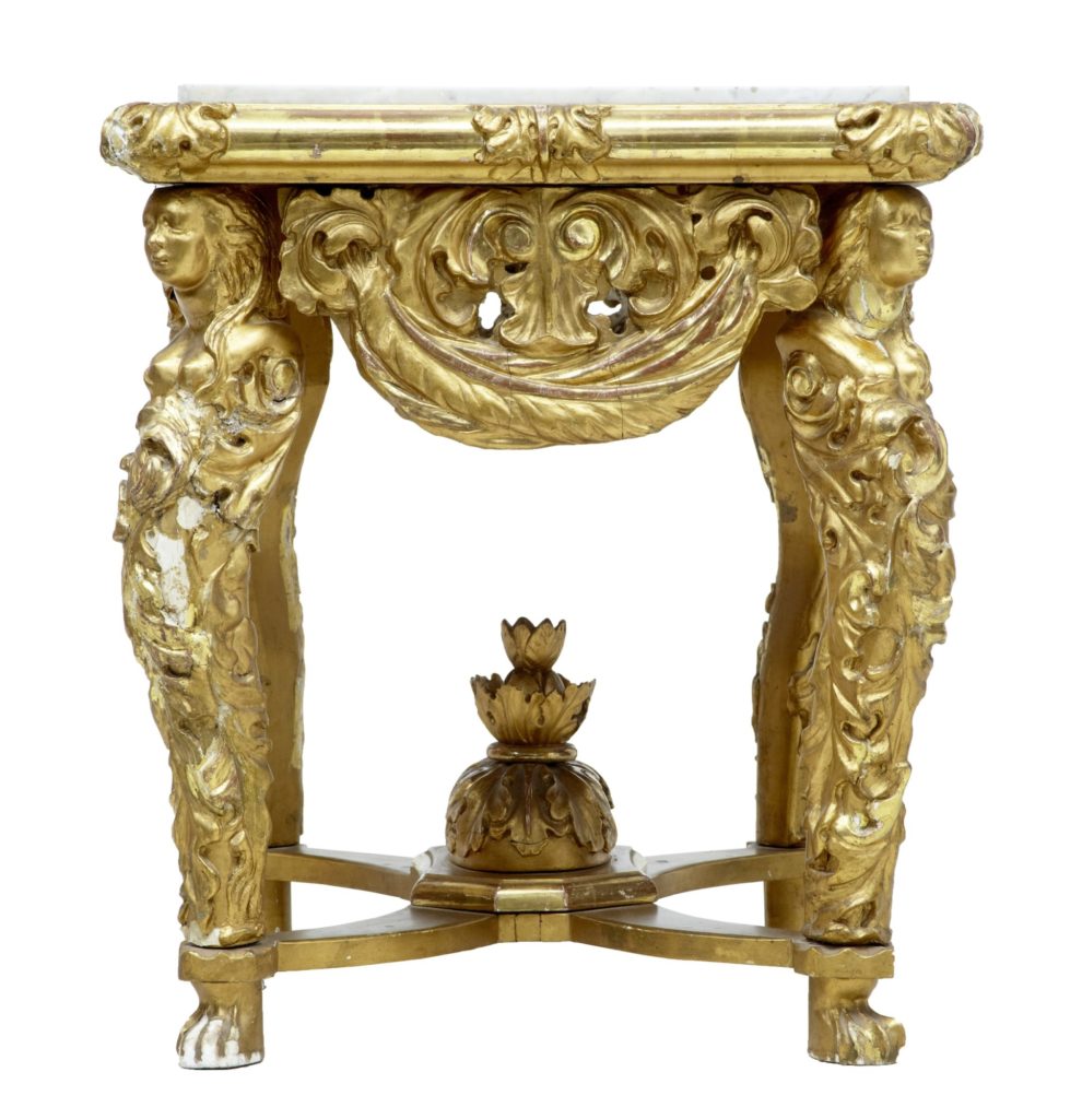 Italian 19th Century Carved Gilt Marble Top Center Table — image 8