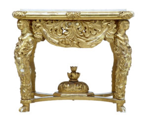 Italian 19th Century Carved Gilt Marble Top Center Table — thumbnail 1