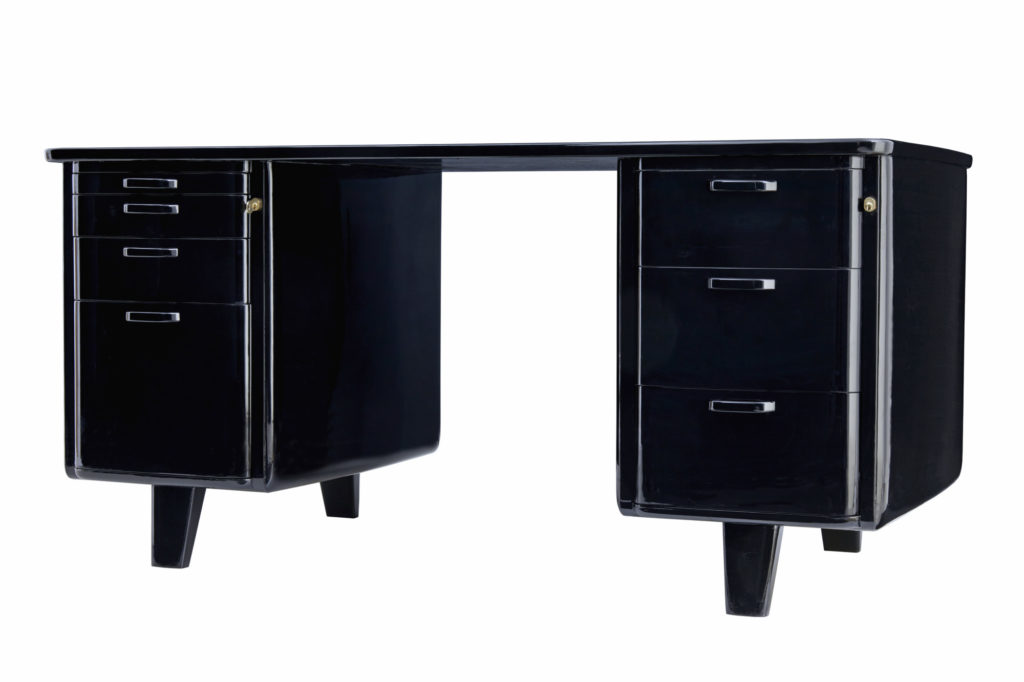 Mid 20th Century Black Lacquered Desk by Atvidabergs