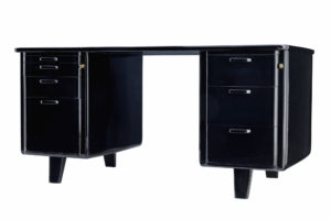 Mid 20th Century Black Lacquered Desk by Atvidabergs — thumbnail 1