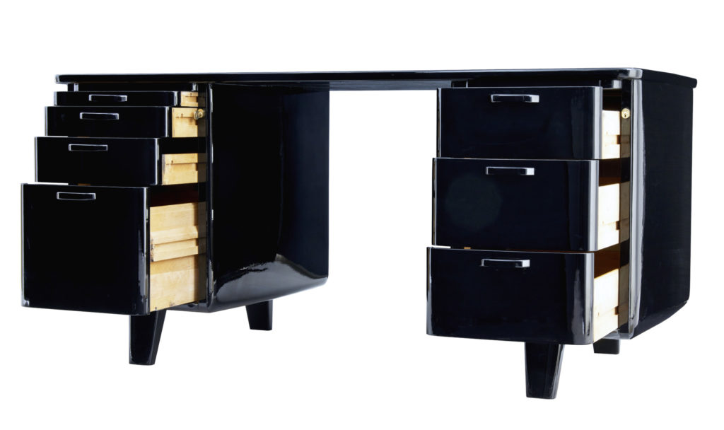 Mid 20th Century Black Lacquered Desk by Atvidabergs — image 6