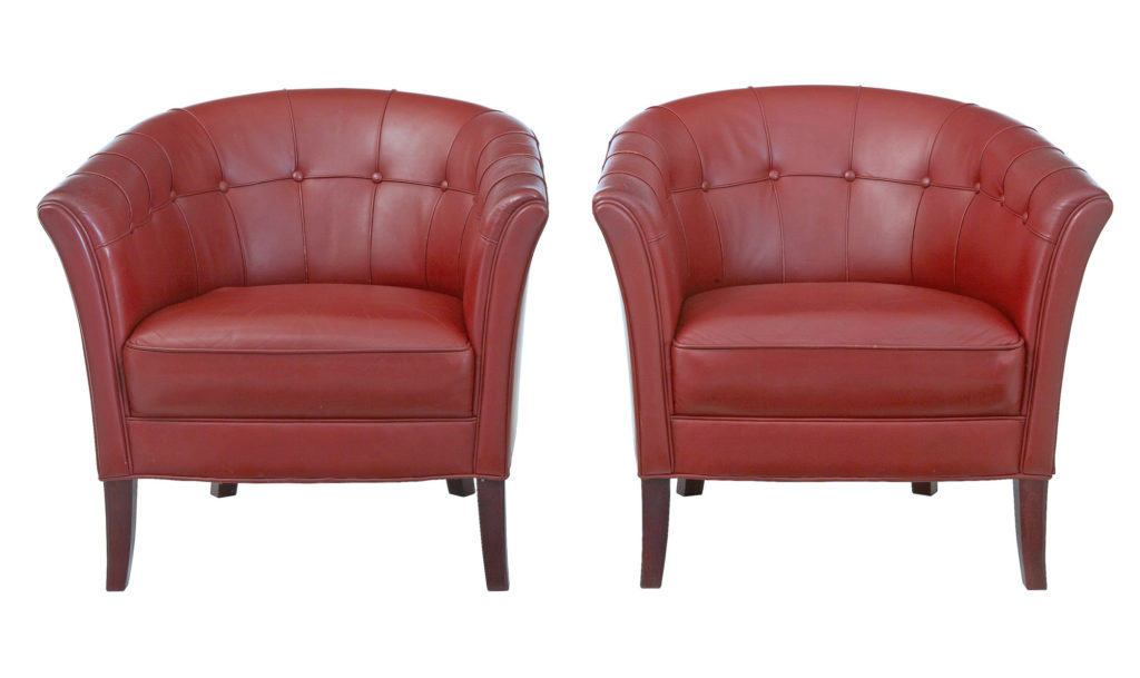 Pair of Mid-20th Century Scandinavian Leather Club Armchairs