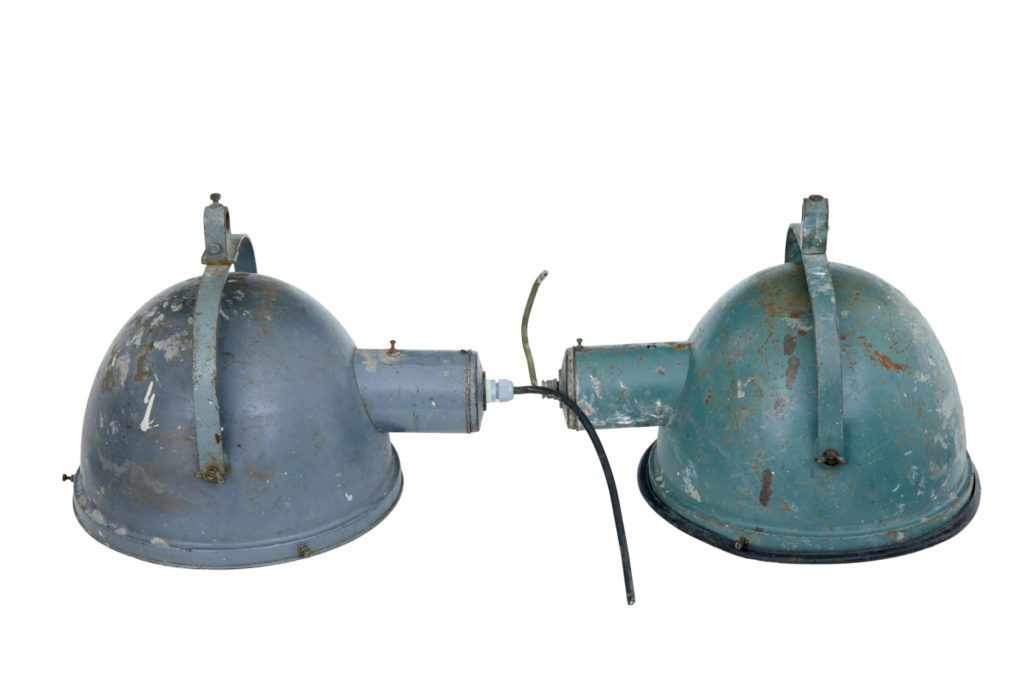 Near Pair of 1920’s Large Industrial Lights — image 2