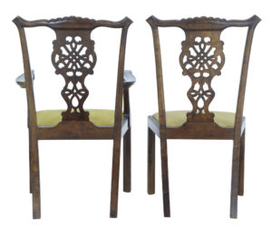 Set of 8+2 19th Century Carved Birch Chippendale Design Dining Chairs — thumbnail 4
