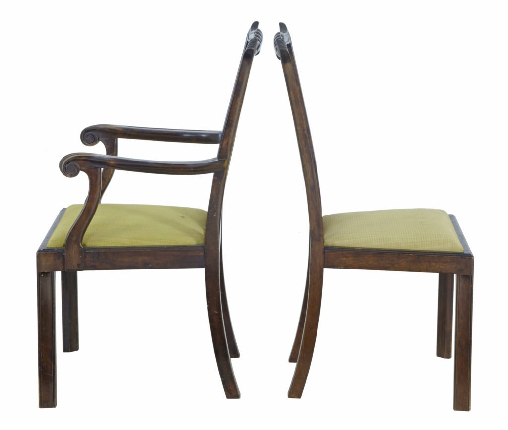 Set of 8+2 19th Century Carved Birch Chippendale Design Dining Chairs — image 5