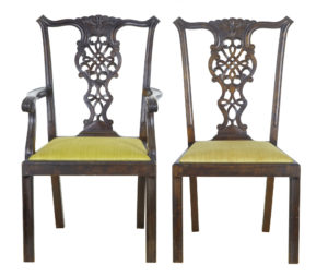 Set of 8+2 19th Century Carved Birch Chippendale Design Dining Chairs — thumbnail 6