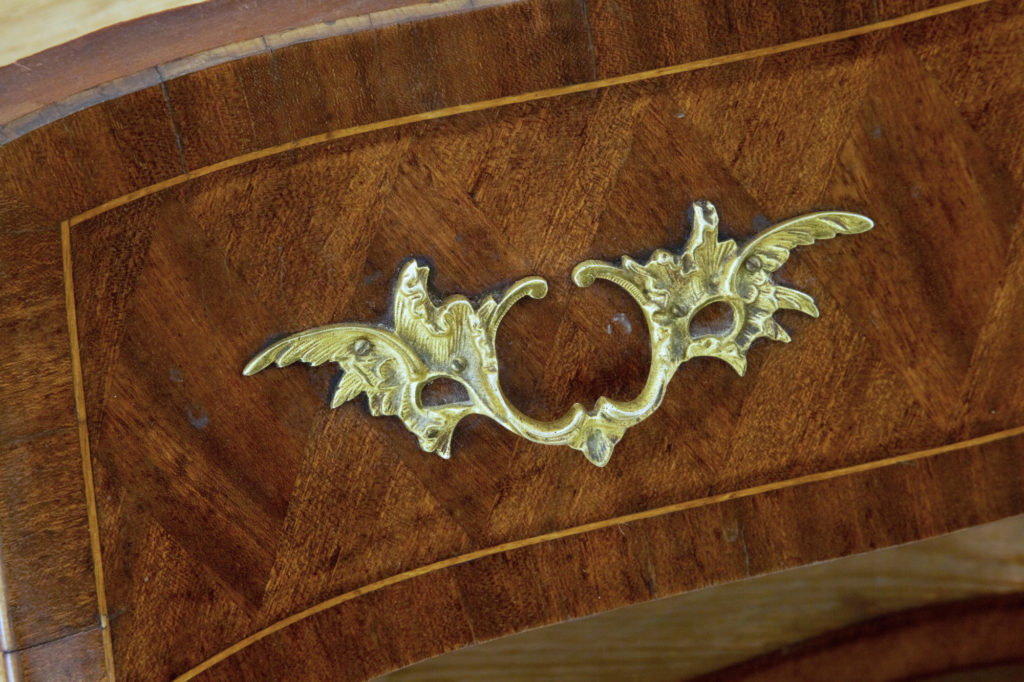 1950S Swedish Kingwood and Mahogany Marble Top Bombe Chest of Drawers — image 2
