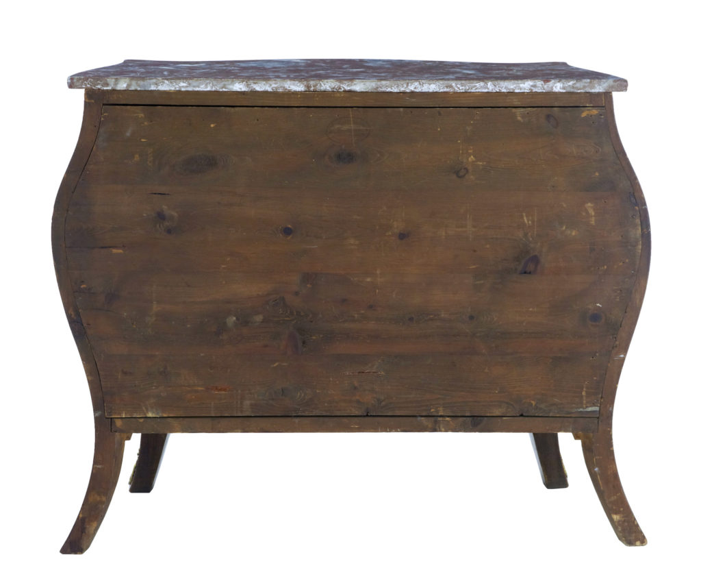 1950S Swedish Kingwood and Mahogany Marble Top Bombe Chest of Drawers — image 4