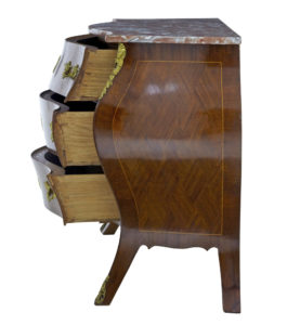 1950S Swedish Kingwood and Mahogany Marble Top Bombe Chest of Drawers — thumbnail 5