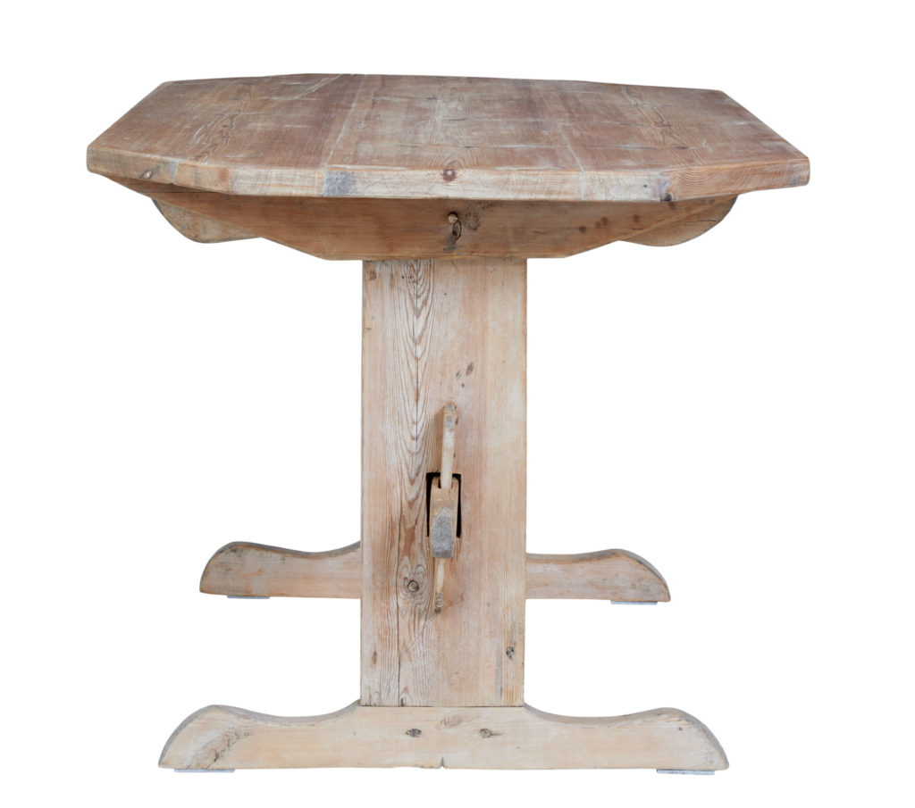 Mid 19th Century Swedish Pine Trestle Dining Table — image 5