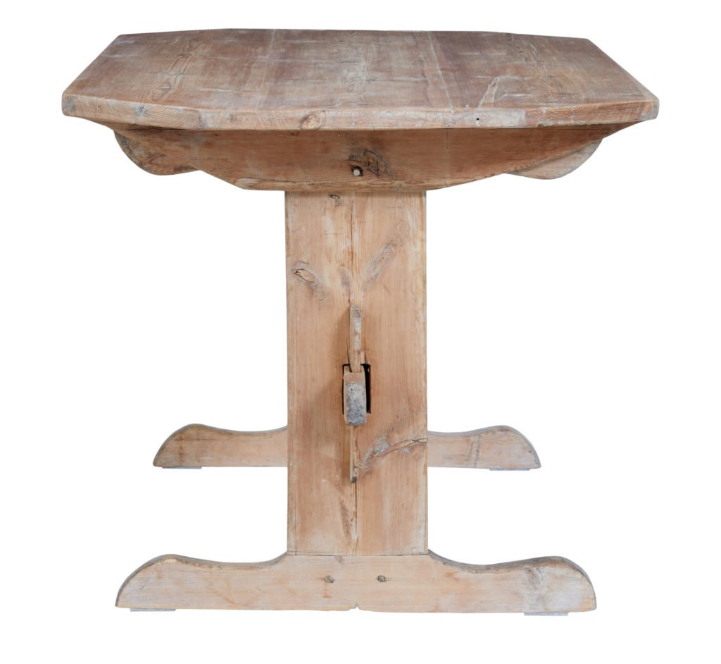 Mid 19th Century Swedish Pine Trestle Dining Table — image 6