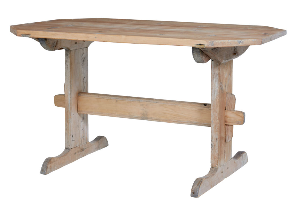 Mid 19th Century Swedish Pine Trestle Dining Table