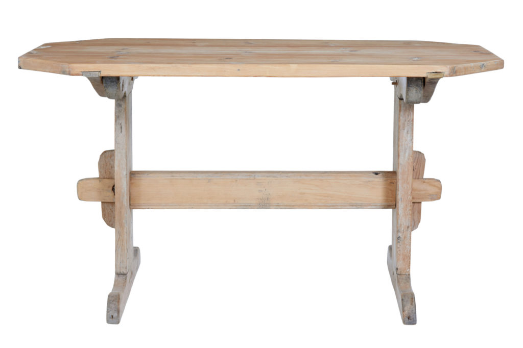 Mid 19th Century Swedish Pine Trestle Dining Table — image 7