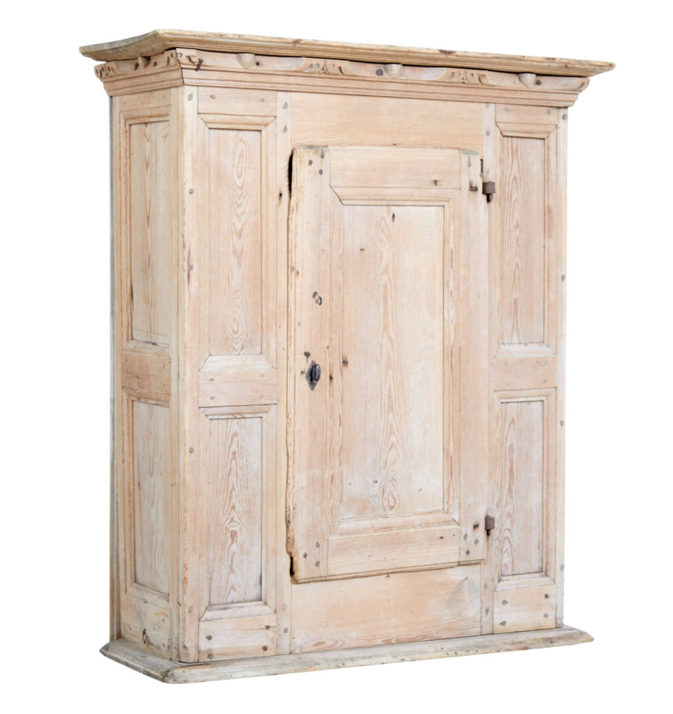 Large 18th Century Swedish Pine Wall Cupboard