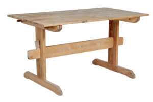 19th Century Swedish Pine Trestle Dining Table — thumbnail 6