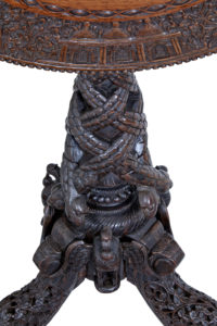 19th Century Carved Anglo Indian Padouk Tilt Top Table — thumbnail 3