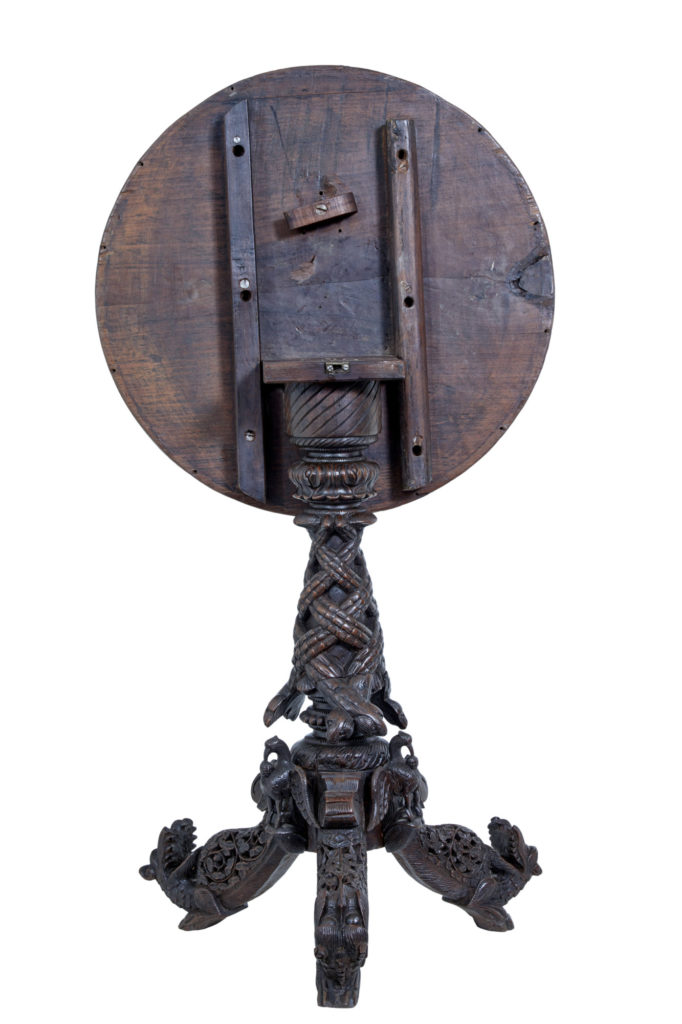 19th Century Carved Anglo Indian Padouk Tilt Top Table — image 6
