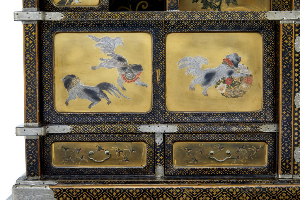 19th Century Japanese Black and Gold Lacquered Display Cabinet — image 3