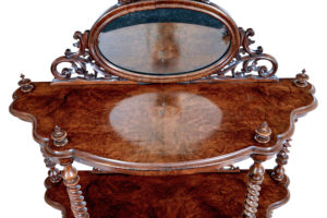 Victorian 19th Century Burr Walnut 3 Tiered Stand — thumbnail 2