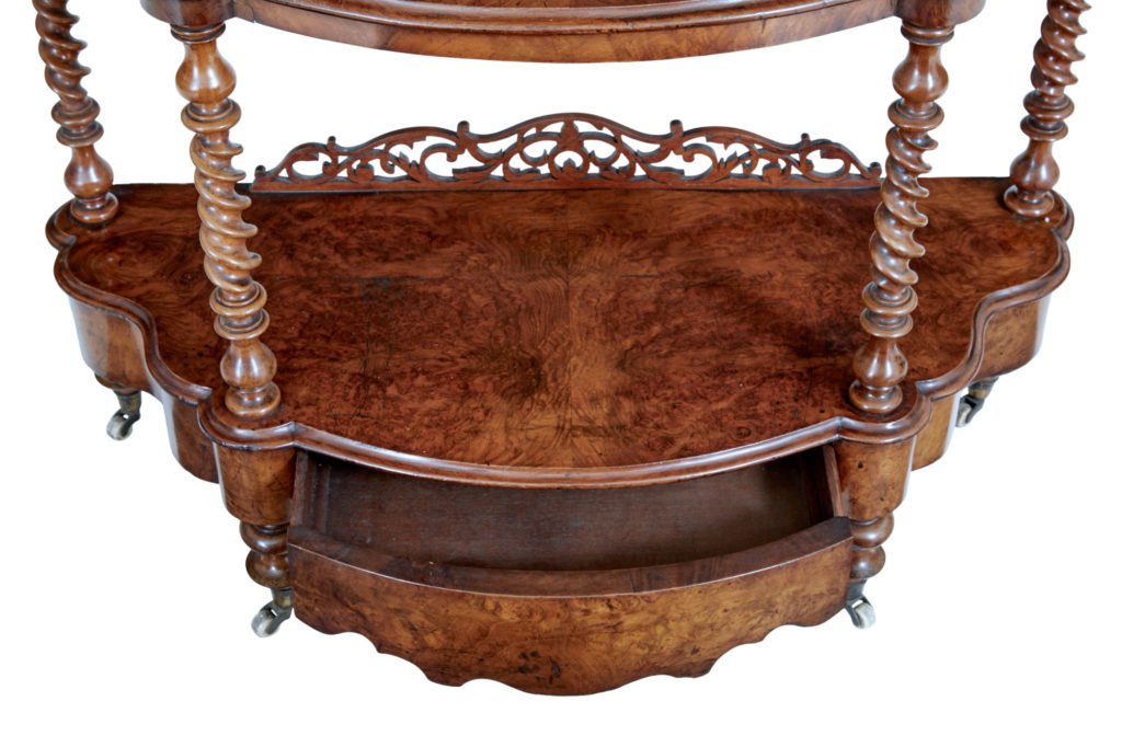 Victorian 19th Century Burr Walnut 3 Tiered Stand — image 4