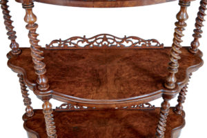 Victorian 19th Century Burr Walnut 3 Tiered Stand — thumbnail 5