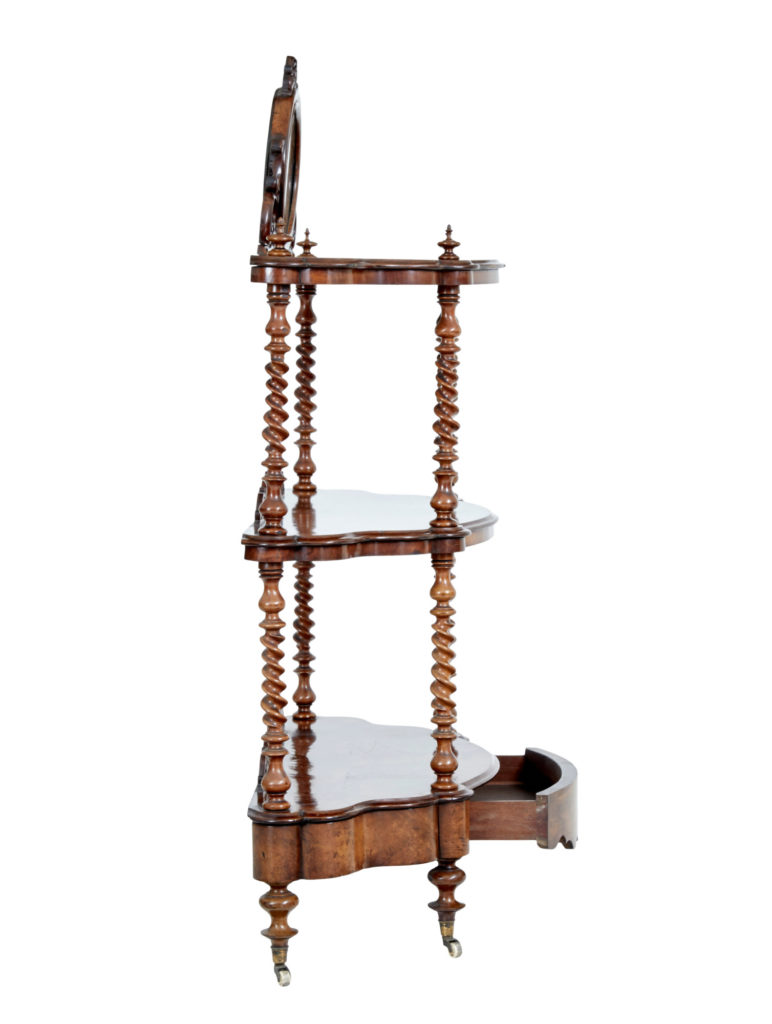 Victorian 19th Century Burr Walnut 3 Tiered Stand — image 7