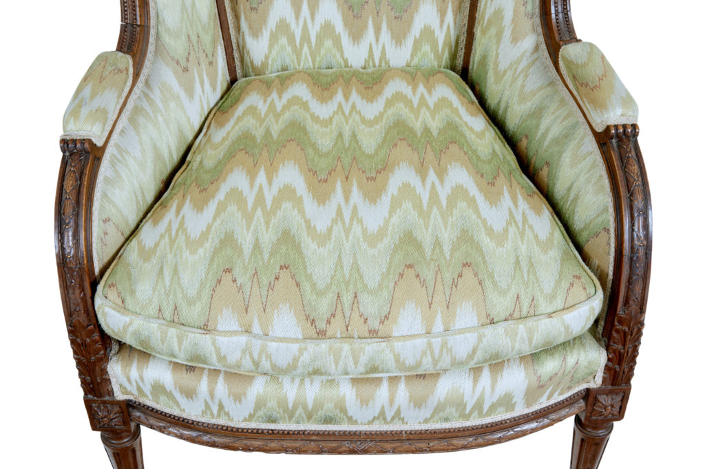 19th Century French Walnut Wingback Armchair — image 3
