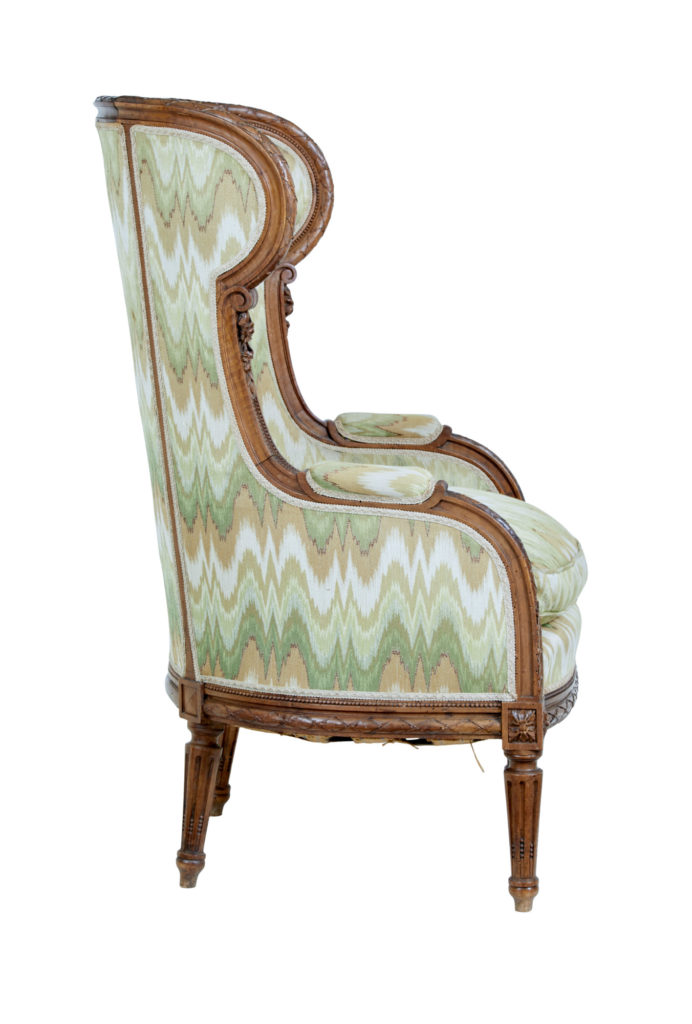 19th Century French Walnut Wingback Armchair — image 5