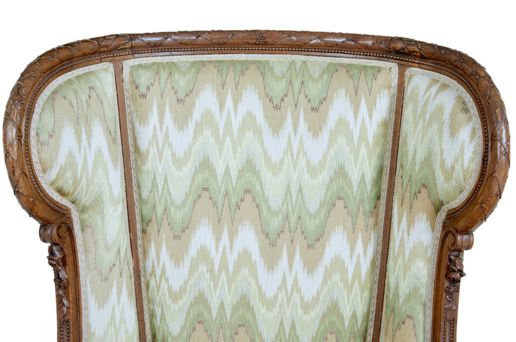 19th Century French Walnut Wingback Armchair — image 4