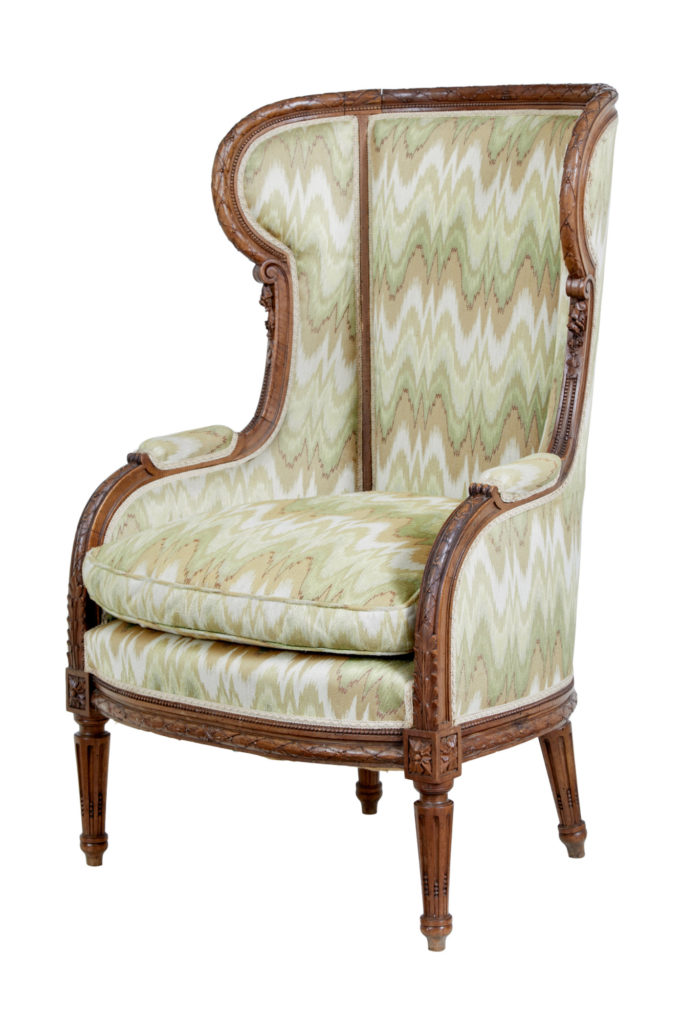 19th Century French Walnut Wingback Armchair