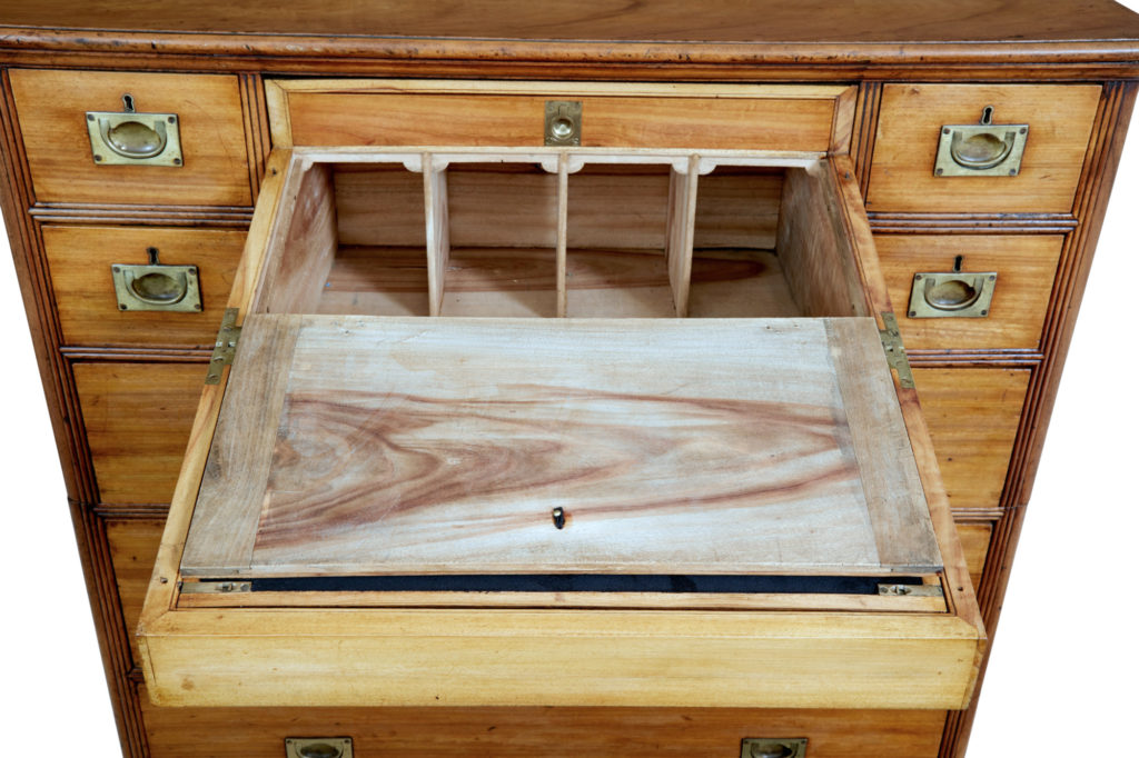 19th Century Camphor Campaign Chest of Drawers Writing Slope — image 4